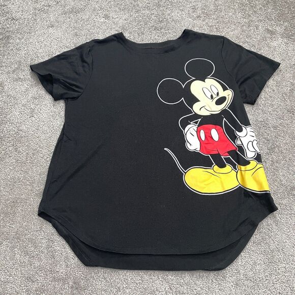 Disney Mickey Mouse Graphic T-Shirt Kids Girls XXL Black Crew Neck Casual Tee - Picture 1 of 10